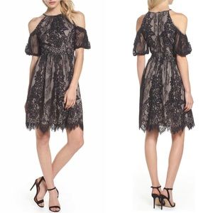Maggy London Cold Shoulder Lace Dress Petite Sz 2